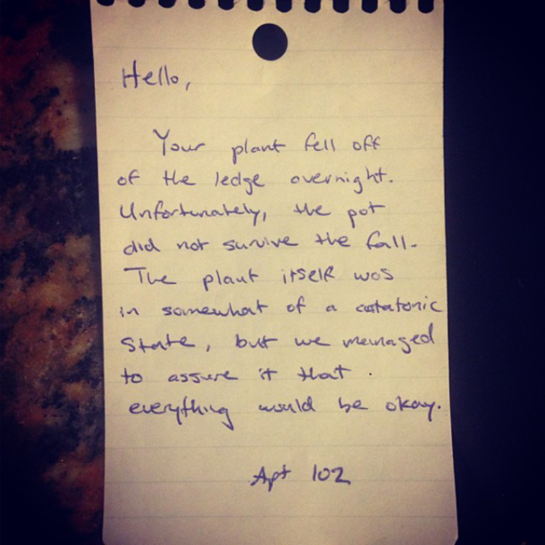 A friend left a note for his neighbor