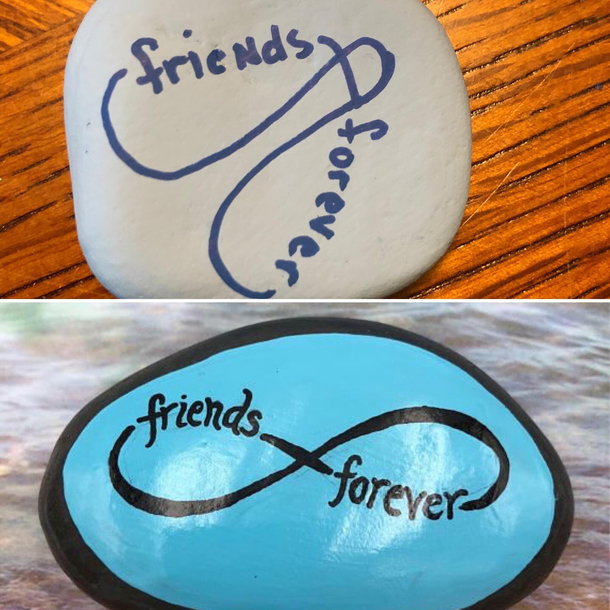 A friend of mine tried painting a rock like the one she saw online