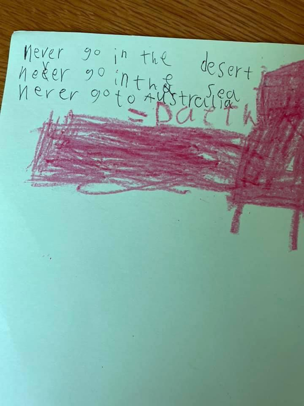 A friends  year old watched a video about Australia