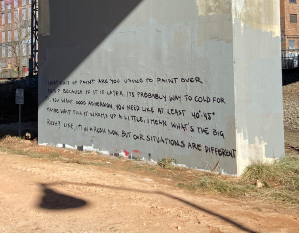 A graffitied message