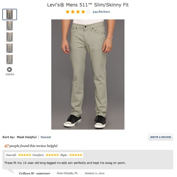 A helpful Zappos review for some pants I was looking at - Meme Guy