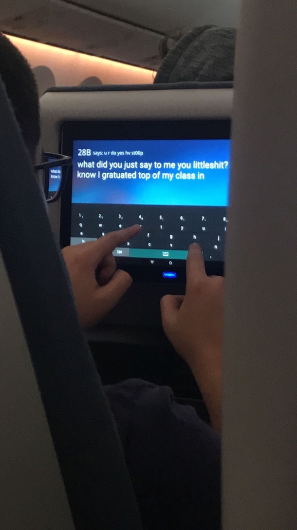 A Kid in Sitting in Front of Me on my Flight was Sending a Nice Message to his Sister