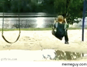 A kida swing and water