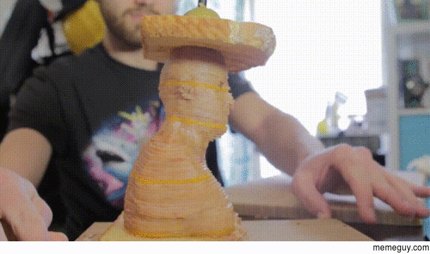 A laser cut ham and cheese bust of Vin Diesel