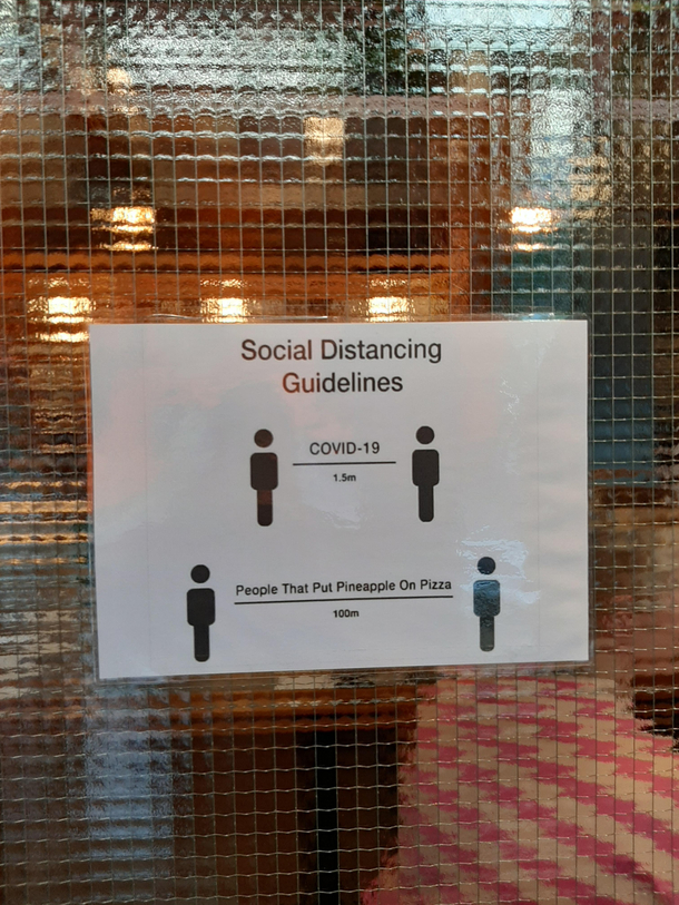 A local pizza place has strict distance rules