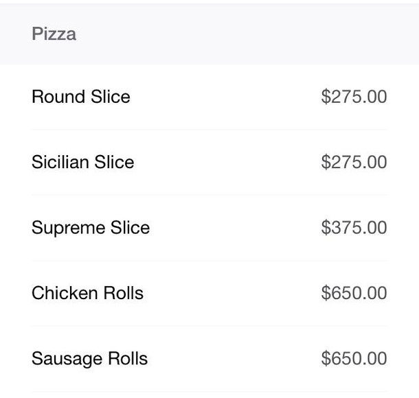 A local pizza place misplaced the decimal points on their prices