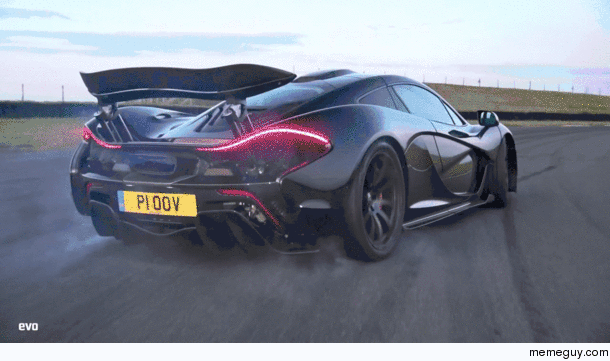 A McLaren P ripping its tires to shreds