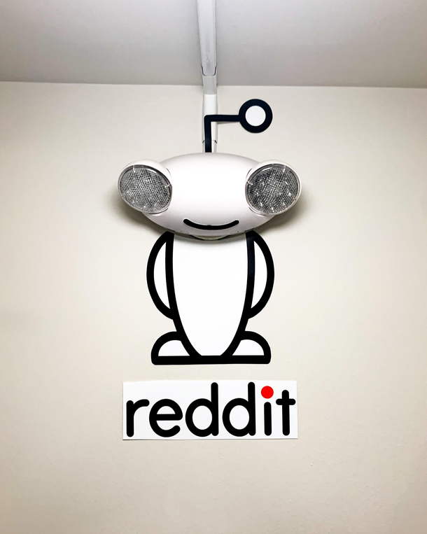 A mildly vandalized emergency light