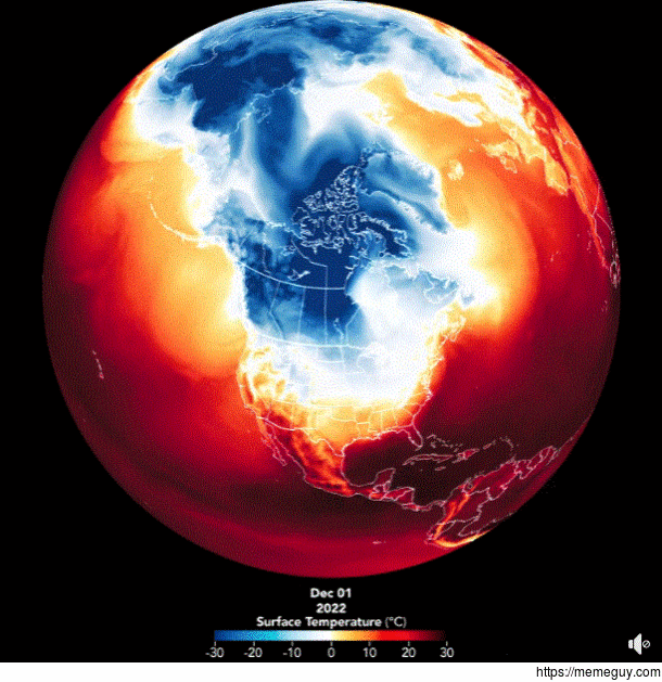 A month of daily surface temperatures on Earth look like a heartbeat Taken from NOAA geostationary satellite