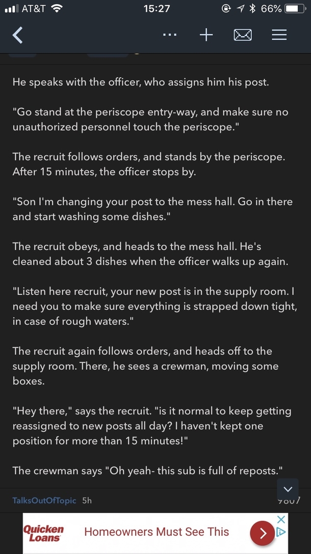 A new Navy recruit has his first day on the job