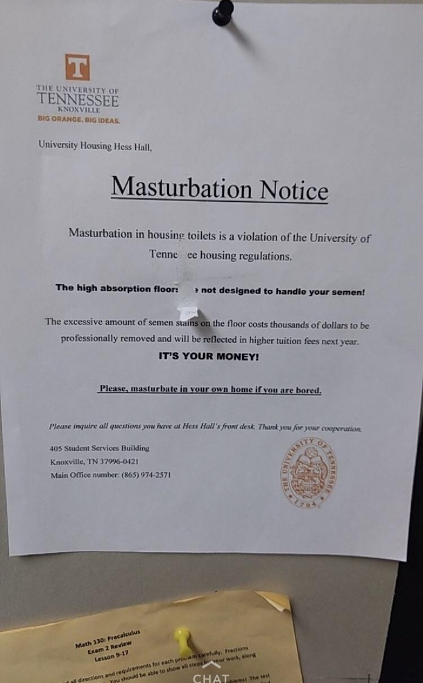 A notice my friend sent me from The University of Tennessee