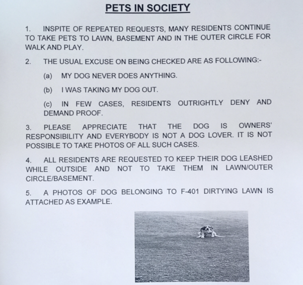 A notice sent to all people in a housing complex