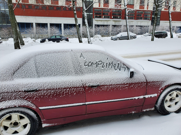 A Ooh what should I write on this random car B Why dont you write a compliment A