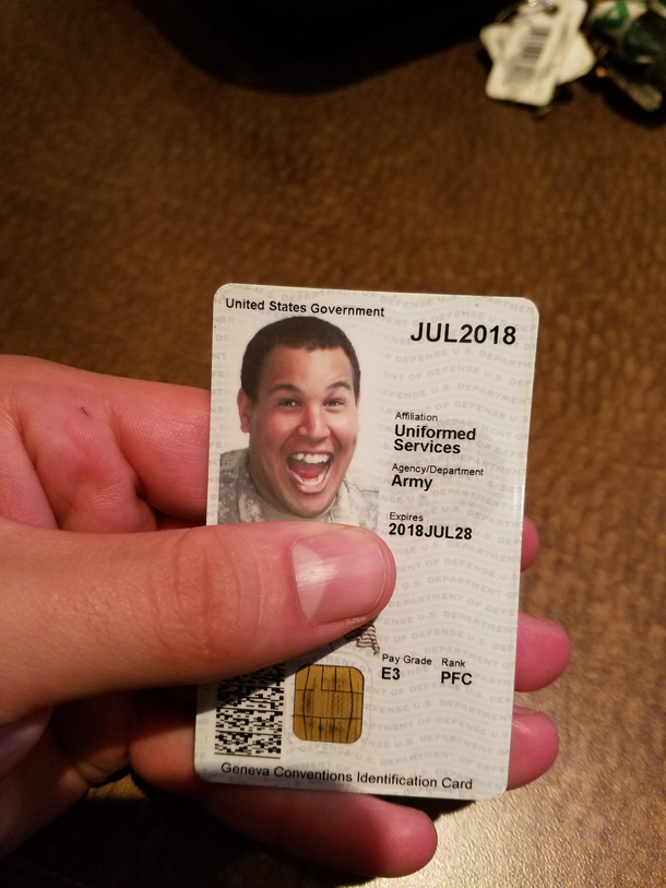 A pic of my buddys military ID