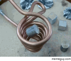 A piece of metal melted inside an electromagnet