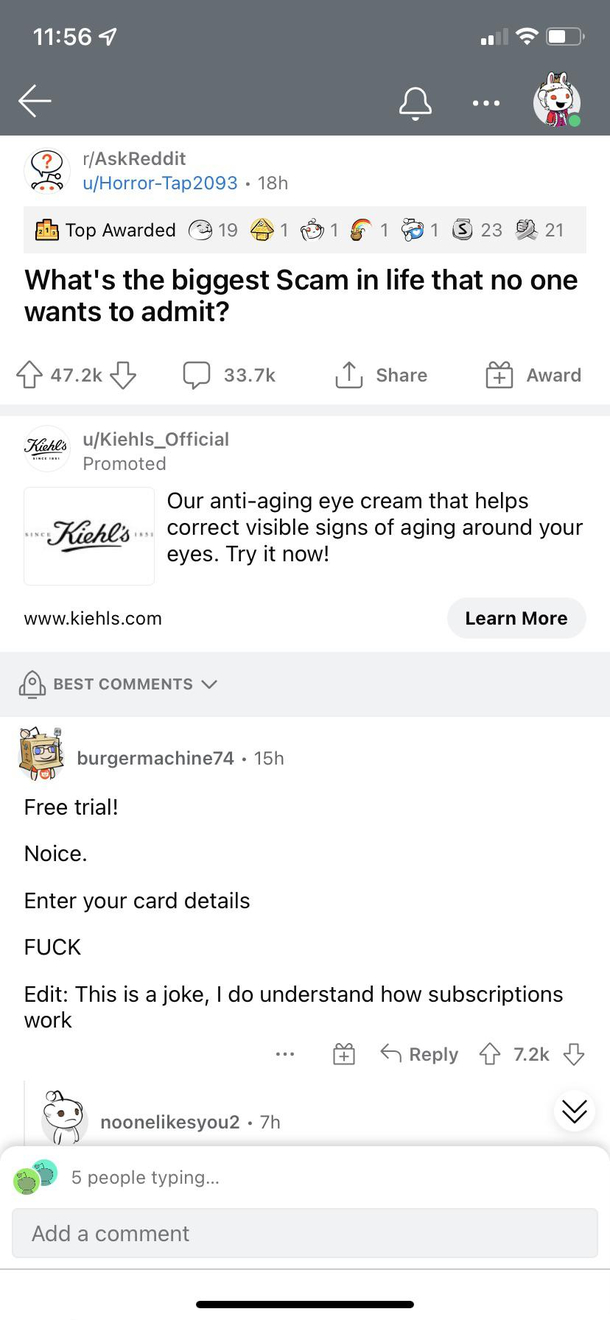 A poorly placed ad by Kiehls