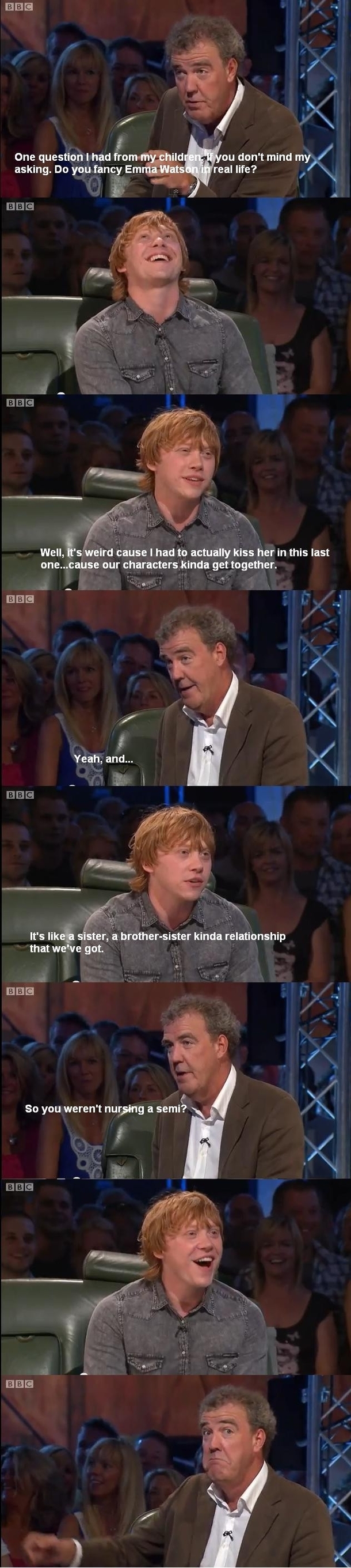 A portion of Rupert Grints interview on Top Gear