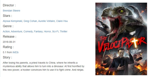 A prostitute convinces a Pastorwho can turn into a dinosaur to fight ninjas