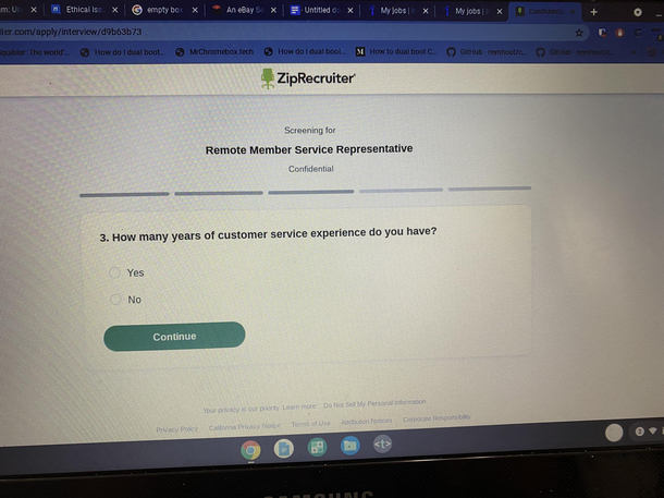 A question a received on a job application
