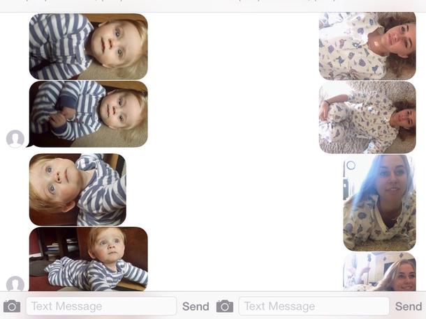 A random number keeps sending me pics of their baby so I send back pictures of me in the same positions