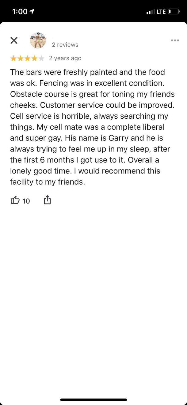 A review I stumbled upon about a nearby prison