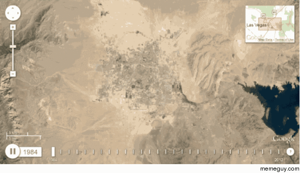 A satellite view of Las Vegas spreading