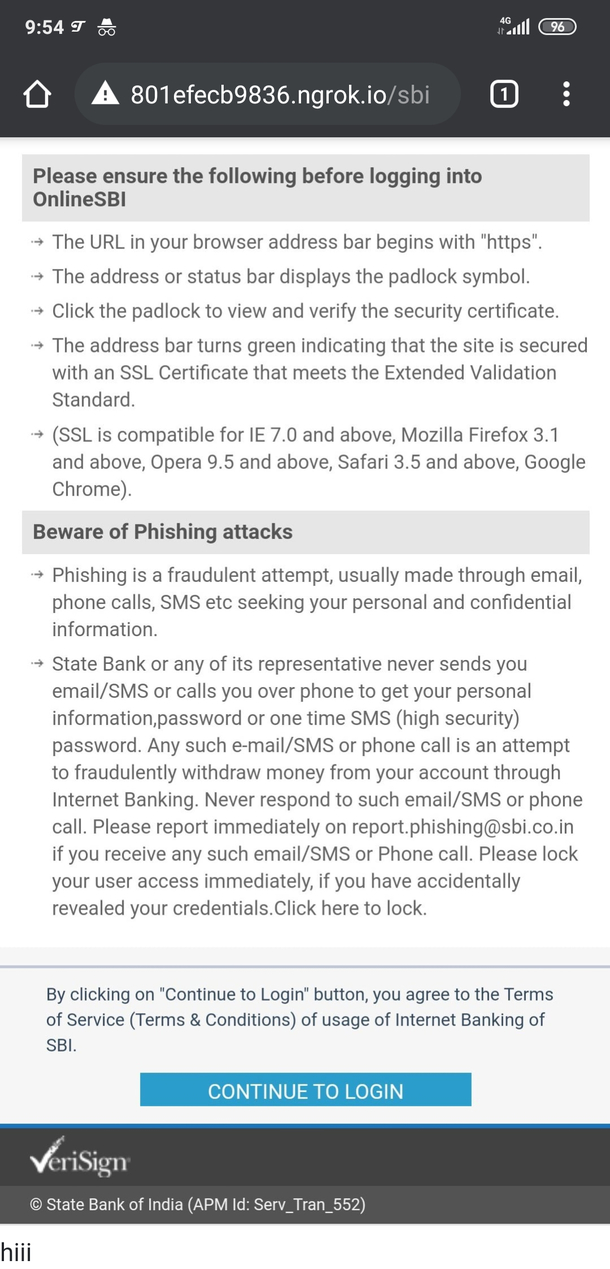 A scammers fake internet banking website has tips to identify fake website