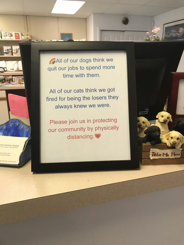 A sign at the vets office