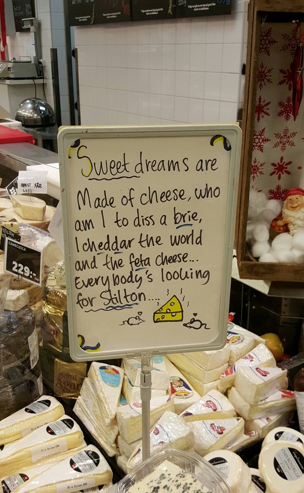 A sign in the cheese section of a grocery store x-post rSweden