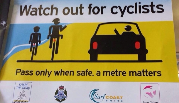 A sign warning about cyclists near my town