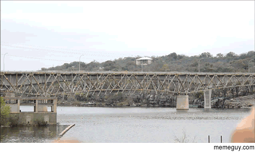 A steel bridge being demolished