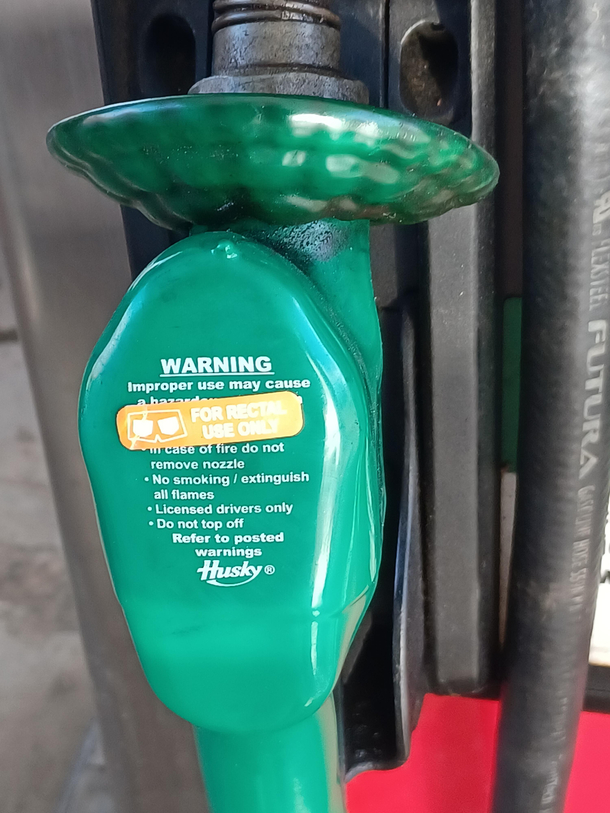 A sticker on the gas pump that actually made me laugh