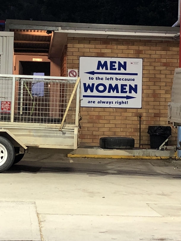 A toilet sign at a petrol station