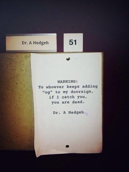 A warning note from Dr Hedgeh