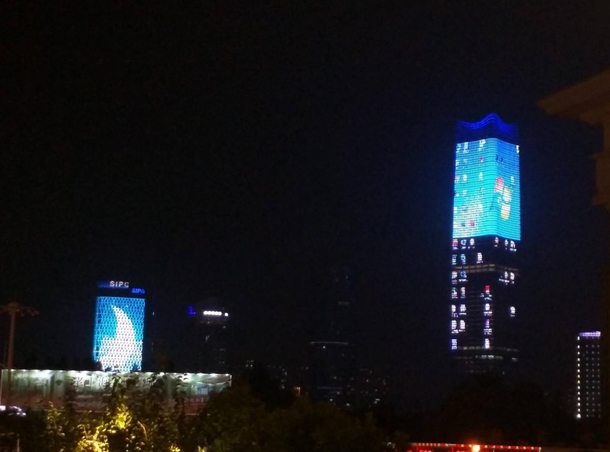 A window installation on a tall building in shanghai