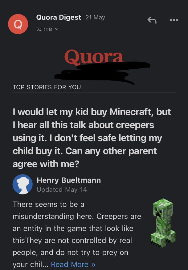 A worried parent and Minecraft