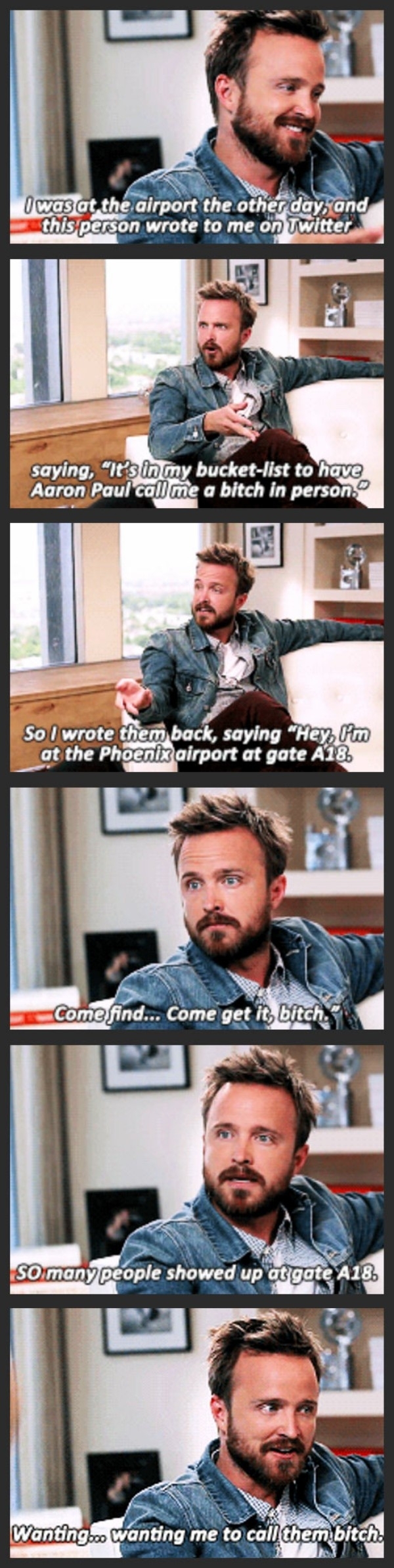 Aaron Paul just wanted to fulfill a bucket list wish for a fan