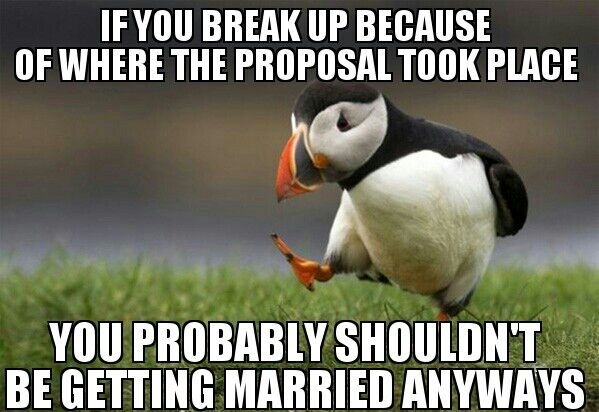About the whole proposing at a wedding business