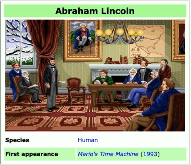 Abraham Lincoln from Marios Time Machine was so popular that they made him in real life