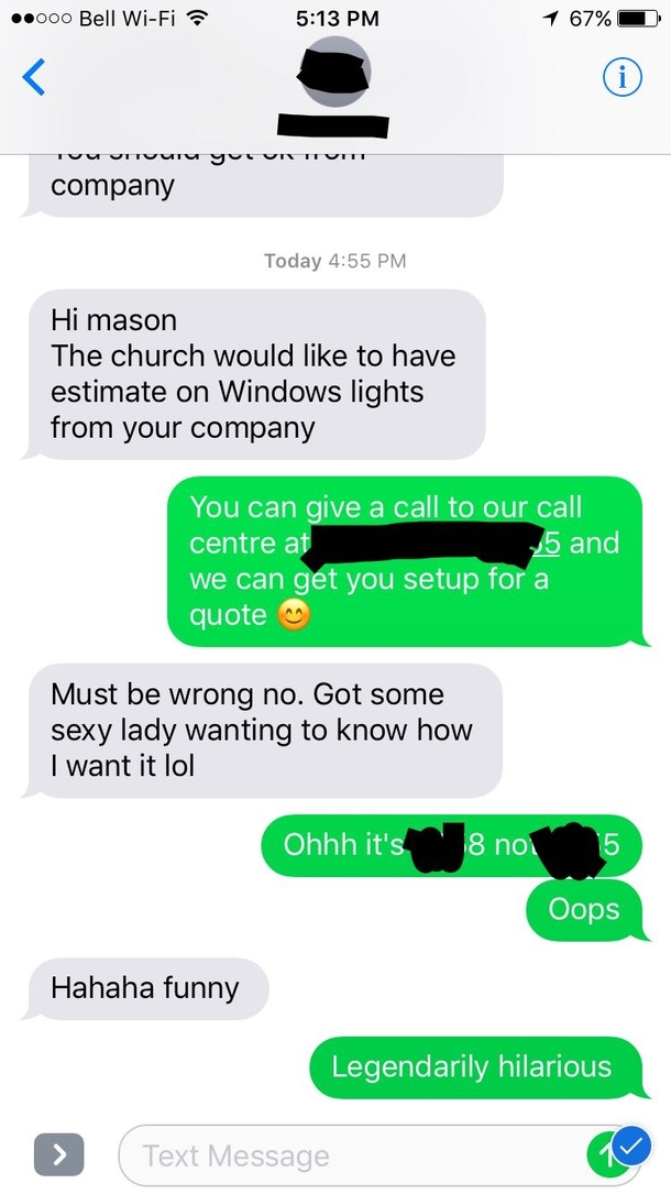 Accidentally sent my grandma a sex hotline phone number instead of my works call centre