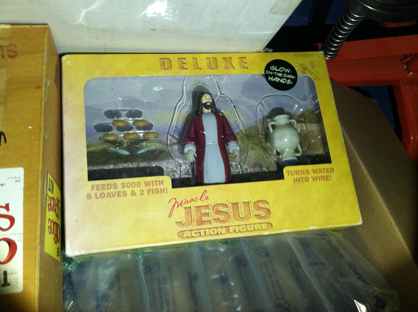 Action figure Jesus His hands glow