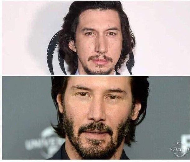 Adam Driver looks like someone tried to draw Keanu Reeves from memory