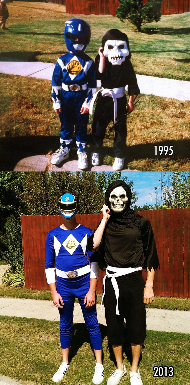 After all these years I thought it was overdue to recreate this photo Still best buds nearly eighteen Halloweens later