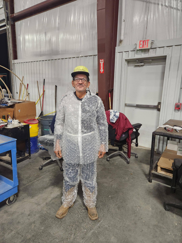 After getting hit by a forklift twice in one week my coworker started wearing protection