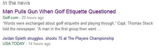 After reading the first golf headline I interpreted the second with a completely different meaning