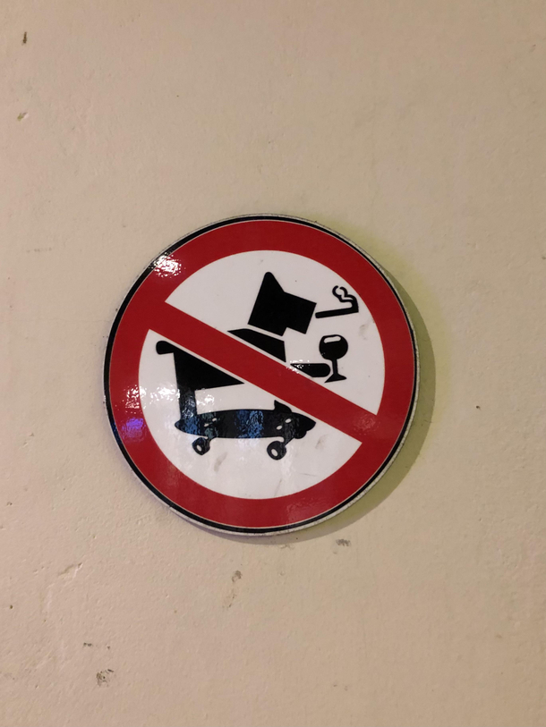 Not allowed speed. No smoking no Dogs. No smoking, no Dogs, no smoking Dogs. No smoking Dogs on Skateboards.