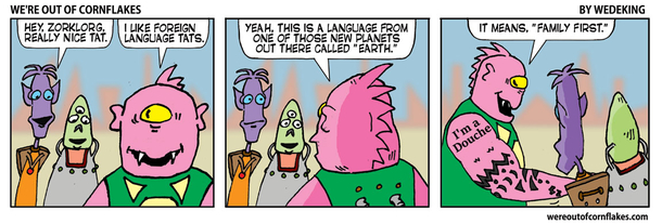 Alien gets a cool tattoo