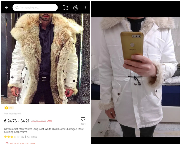 Aliexpress ad vs customer review