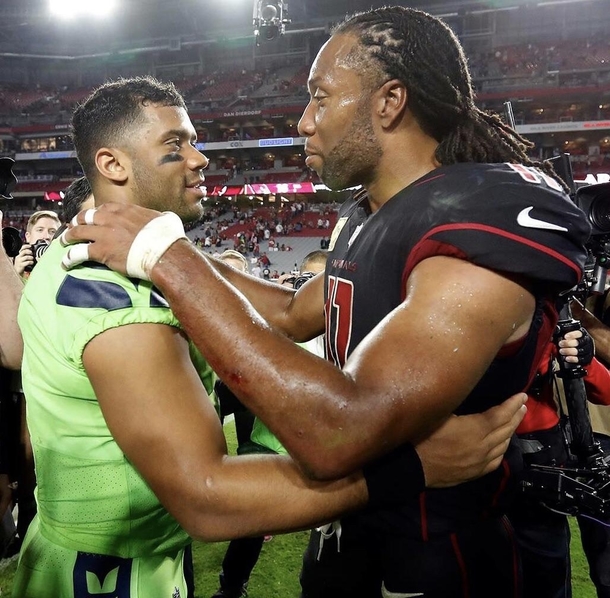 All I want is a relationship where we look at each other the same way Russell Wilson and Larry Fitzgerald look at each other