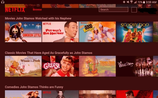 Almost every Netflix category is a John Stamos reference for April Fools Day